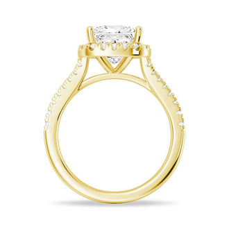 Halo Princess Cut Moissanite Engagement Ring With Split Band - MSBLUE JEWELRY