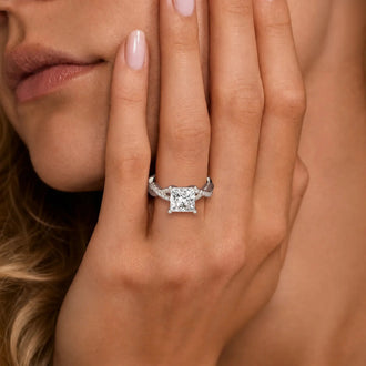 Twisted Band Princess Cut Moissanite Engagement Ring