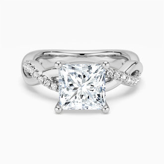 Twisted Band Princess Cut Moissanite Engagement Ring