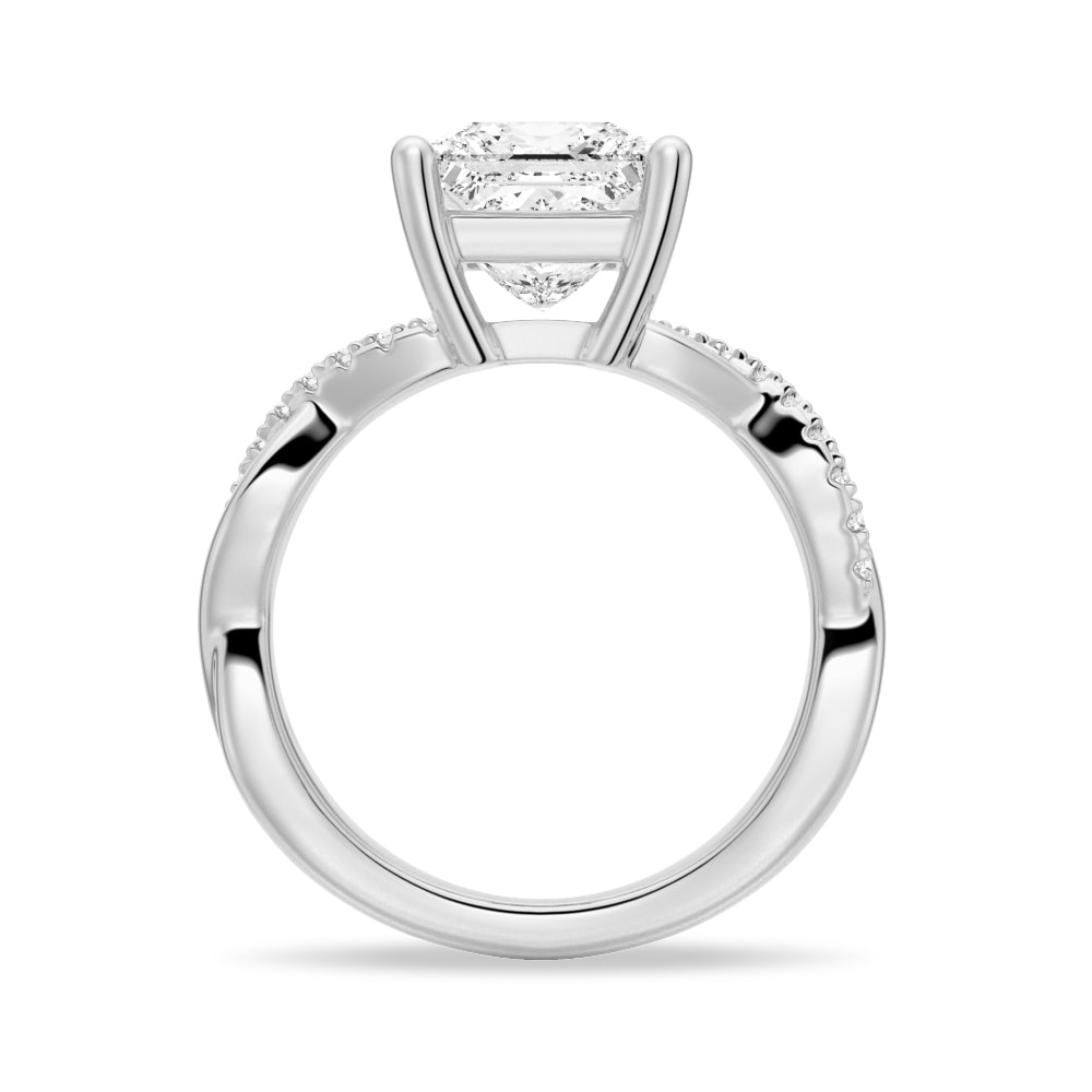 Twist Vine Princess Cut Moissanite Engagement Ring