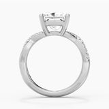 Twisted Band Princess Cut Moissanite Engagement Ring