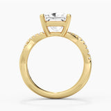 Twisted Band Princess Cut Moissanite Engagement Ring