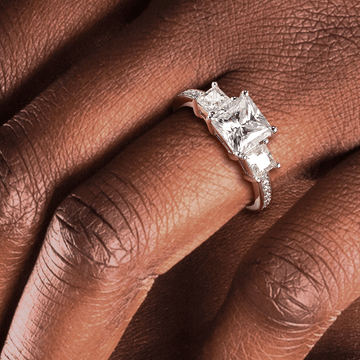 Three Stone Princess Shaped Moissanite Engagement Ring – MSBLUE