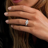 Three Stone Princess Shaped Moissanite Engagement Ring