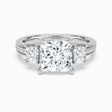 Three Stone Princess Shaped Moissanite Engagement Ring