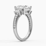 Three Stone Princess Shaped Moissanite Engagement Ring