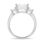 Three Stone Princess Shaped Moissanite Bridal Set with Men's Wedding Band - MSBLUE Jewelry