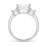 Three Stone Princess Shaped Moissanite Bridal Set with Men's Wedding Band - MSBLUE Jewelry