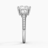 Three Stone Princess Shaped Moissanite Engagement Ring