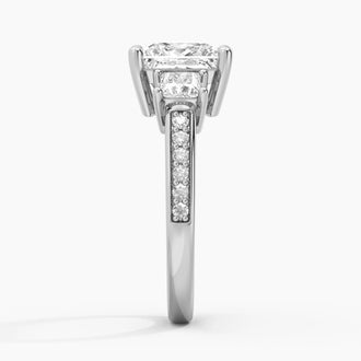 Three Stone Princess Shaped Moissanite Engagement Ring