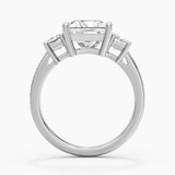 Three Stone Princess Shaped Moissanite Engagement Ring