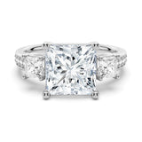 Accented Three Stone Princess Cut Engagement Ring