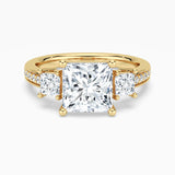 Three Stone Princess Shaped Moissanite Engagement Ring