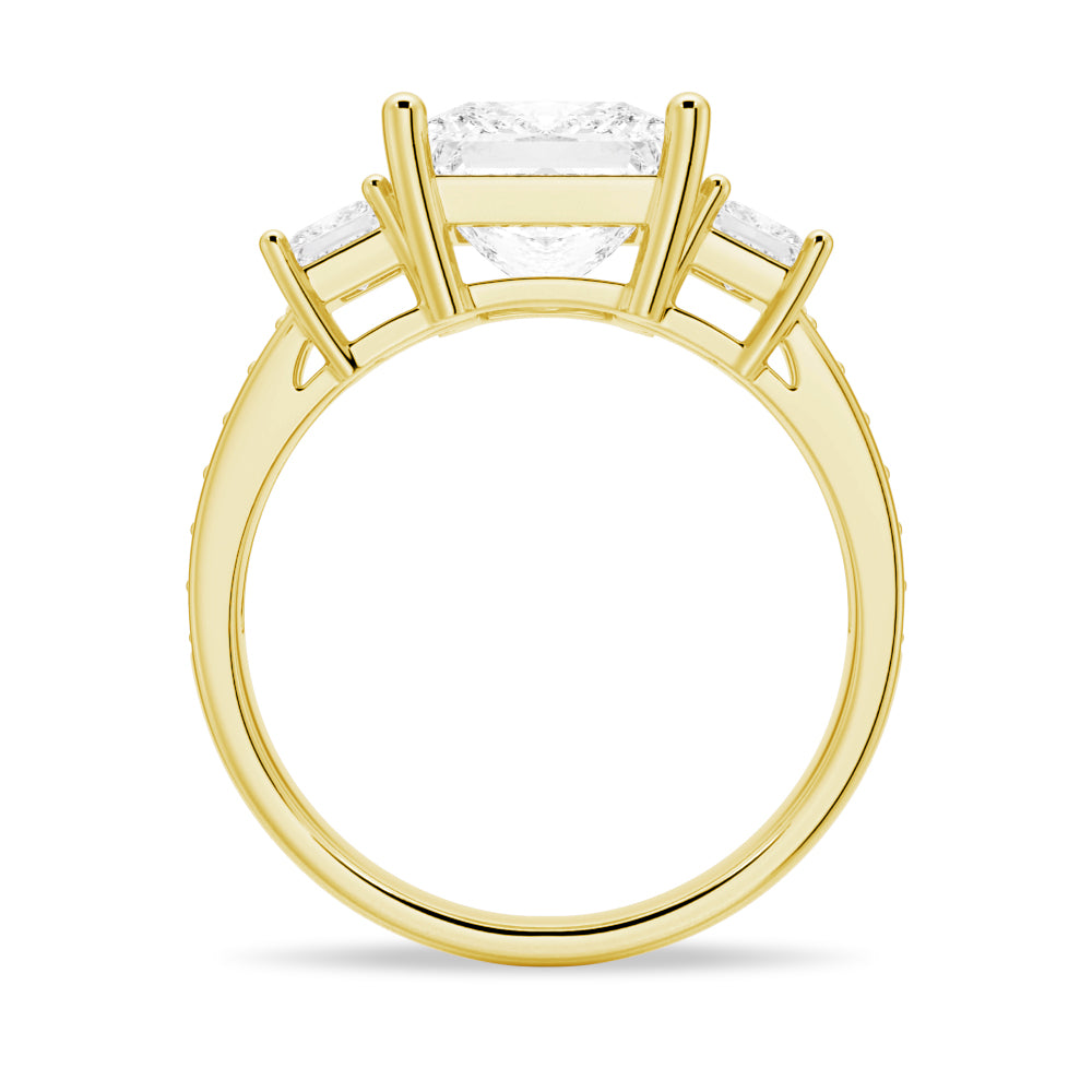 3 CT. Three Stone Princess Shaped Moissanite Engagement Ring