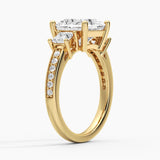 Three Stone Princess Shaped Moissanite Engagement Ring