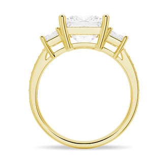 Three Stone Princess Shaped Moissanite Engagement Ring