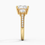 Three Stone Princess Shaped Moissanite Engagement Ring
