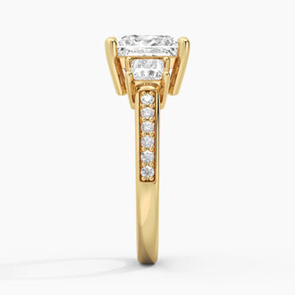 Three Stone Princess Shaped Moissanite Engagement Ring