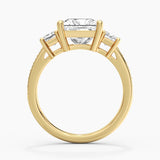 Three Stone Princess Shaped Moissanite Engagement Ring
