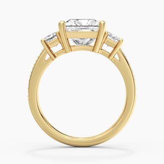 Three Stone Princess Shaped Moissanite Engagement Ring
