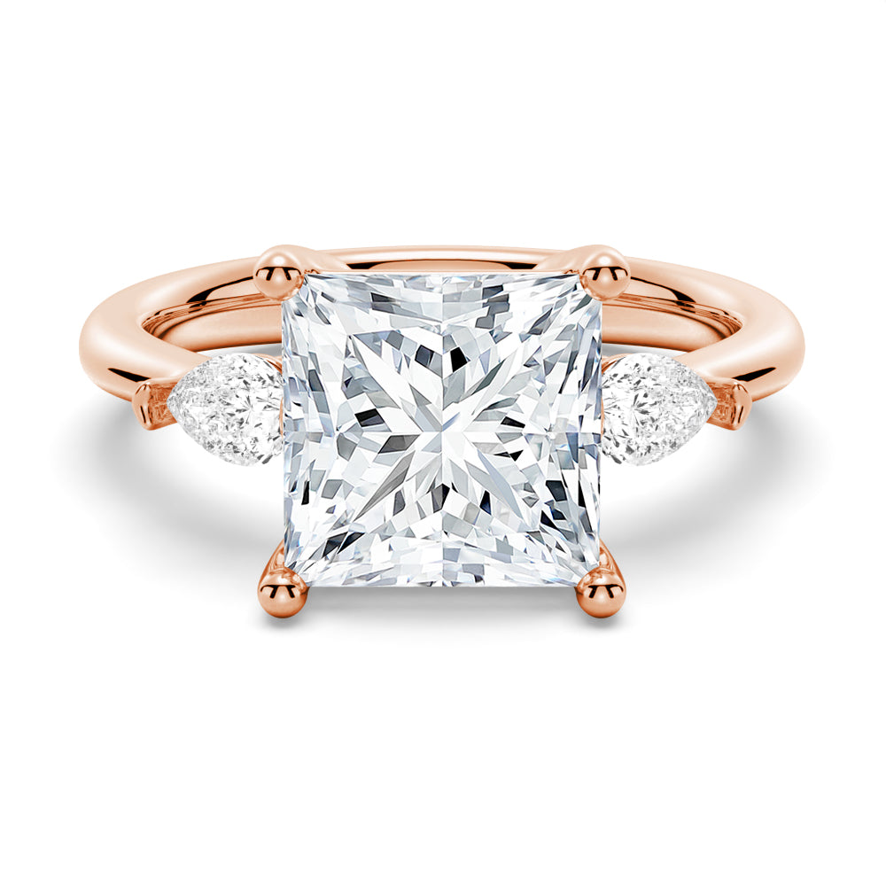 Classic Three Stone Princess Shaped Engagement Ring