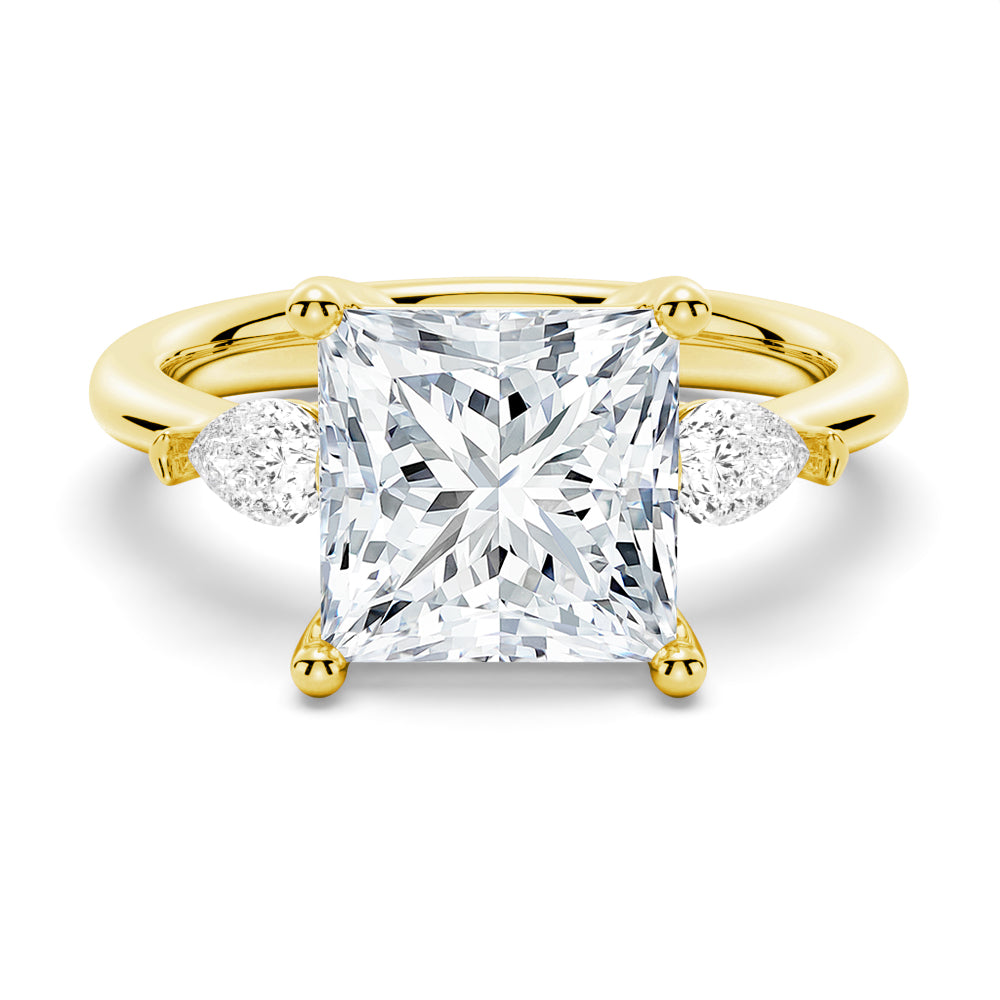 Classic Three Stone Princess Shaped Engagement Ring