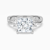 Twisted Band Princess Cut  Three Stone Moissanite Engagement Ring