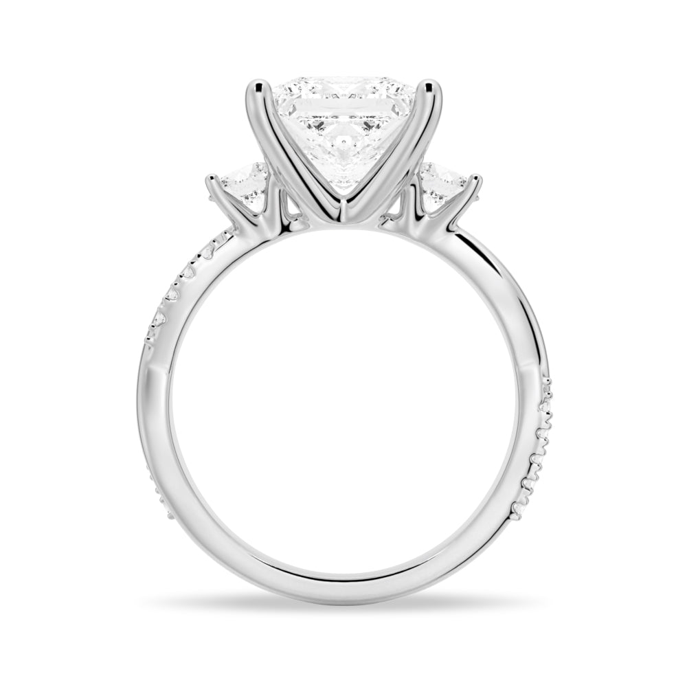 Twist Vine Princess-Cut Moissanite Bridal Set in Sterling Silver