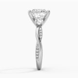 Twisted Band Princess Cut  Three Stone Moissanite Engagement Ring