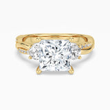 Twisted Band Princess Cut  Three Stone Moissanite Engagement Ring