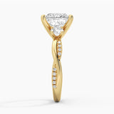 Twisted Band Princess Cut  Three Stone Moissanite Engagement Ring