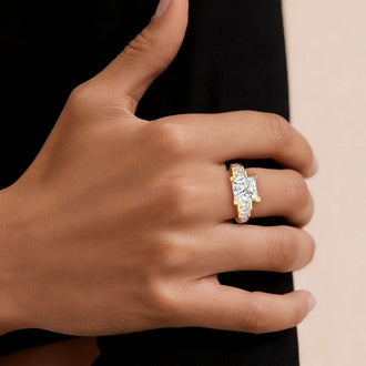 Unique Cinderella Staircase Princess Cut Moissanite Engagement Ring