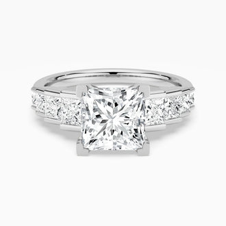 Unique Cinderella Staircase Princess Cut Moissanite Engagement Ring