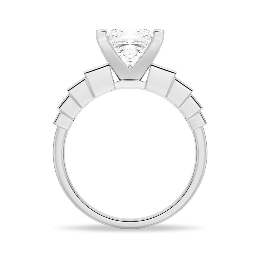 Unique Three Stone Princess-Cut Moissanite Ring - MSBLUE Jewelry