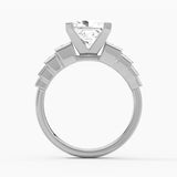 Unique Cinderella Staircase Princess Cut Moissanite Engagement Ring