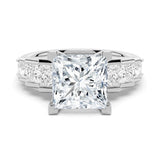 Unique Staircase Side Stone Princess-Cut Engagement Ring