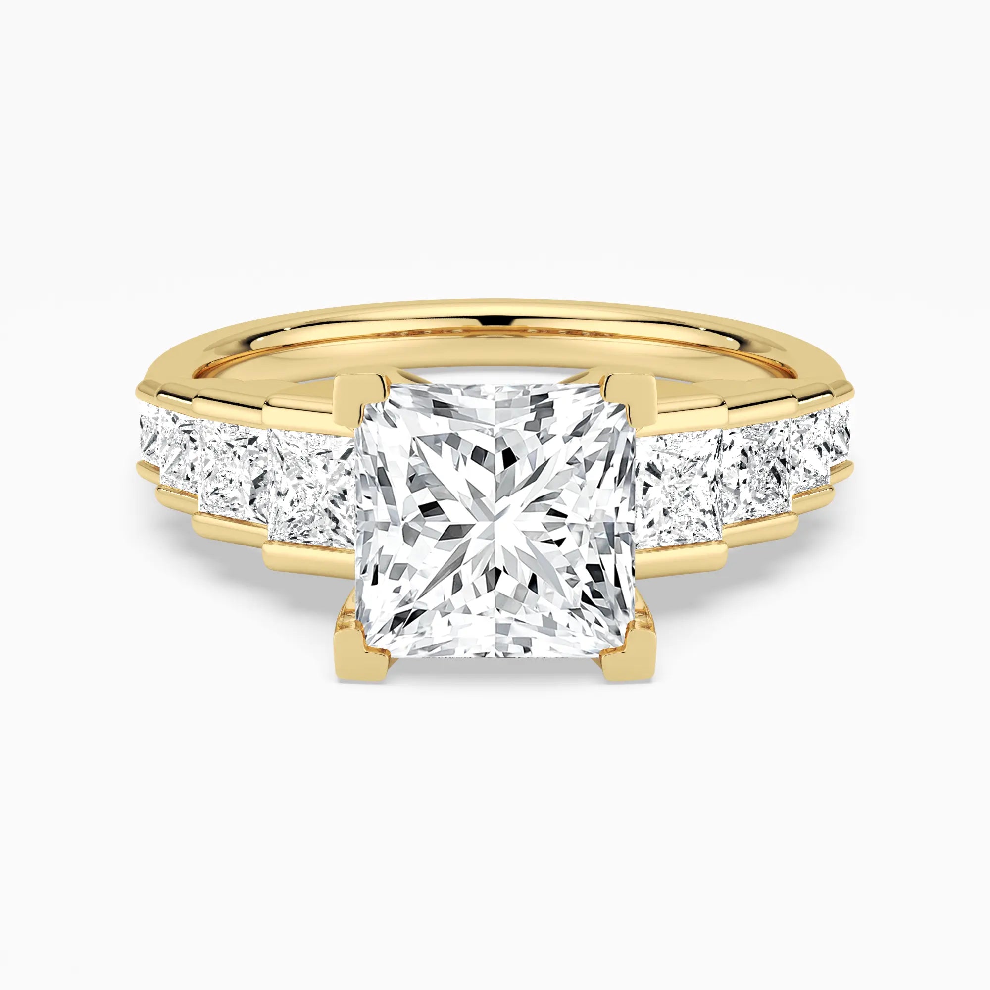 Unique Cinderella Staircase Princess Cut Moissanite Engagement Ring