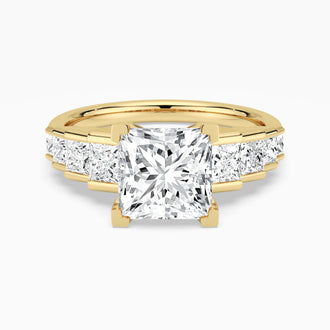 Unique Cinderella Staircase Princess Cut Moissanite Engagement Ring