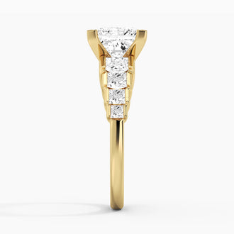 Unique Cinderella Staircase Princess Cut Moissanite Engagement Ring