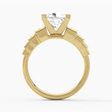 Unique Cinderella Staircase Princess Cut Moissanite Engagement Ring