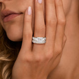 Custom Unique Cinderella Staircase Princess Cut Gold Moissanite Ring Set with Matching Wedding Band