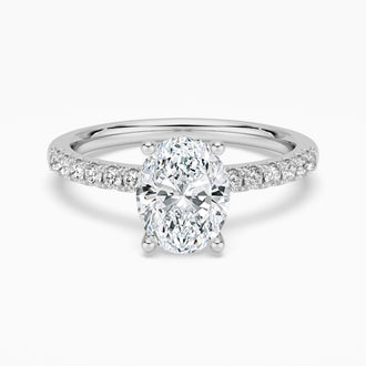 Petite Micropavé Oval Shaped Moissanite Engagement Ring
