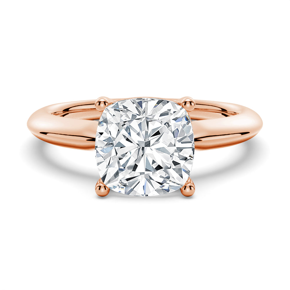 Knife Edge Solitaire Cushion Cut Moissanite Engagement Ring, 925 Sterling Silver / Rose Gold / 1.5 Carat