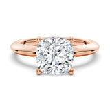 Knife Edge Solitaire Cushion Cut Moissanite Engagement Ring