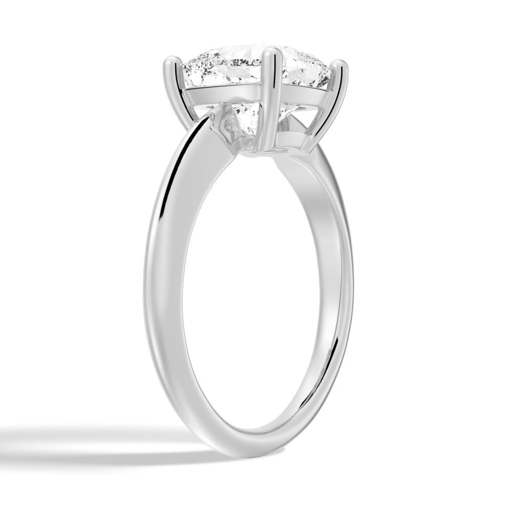 Knife Edge Engagement Ring, Cushion Cut Solitaire Moissanite Ring