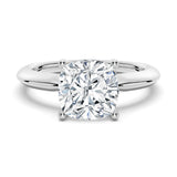 Knife Edge Solitaire Cushion Cut Moissanite Engagement Ring