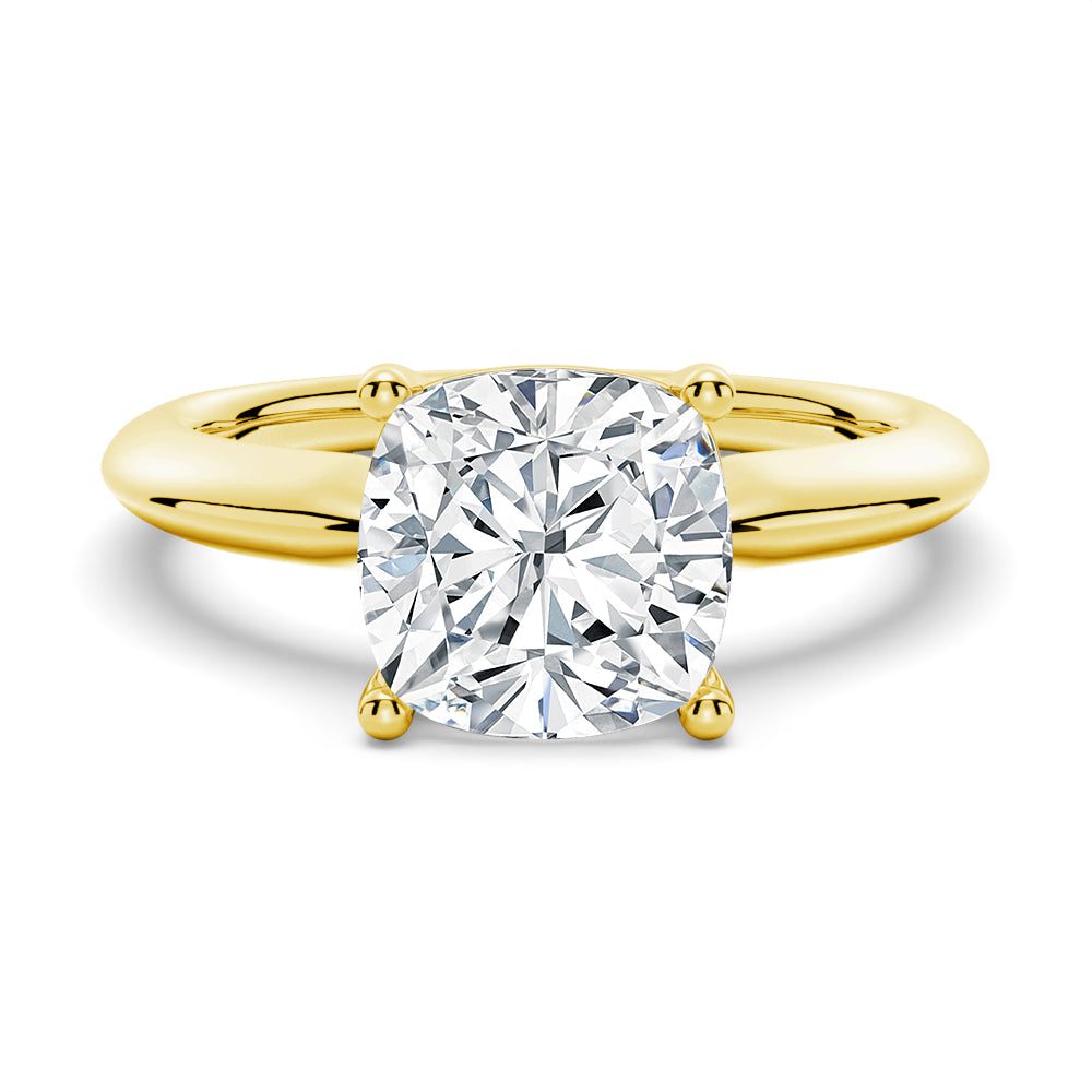 3 CT. Knife Edge Solitaire Cushion Cut Moissanite Engagement Ring