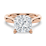 Four Prongs Cathedral Solitaire Cushion Cut Engagement Ring