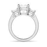 3 CT. Three Stone Cushion-Shaped Engagement Ring With Princess Cut Accents