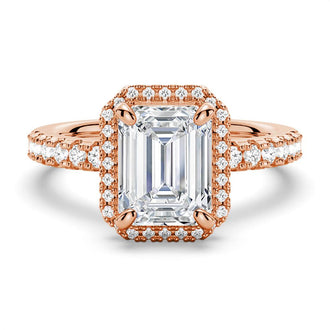 Halo Pavé Emerald Cut Engagement Ring - MSBLUE Jewelry